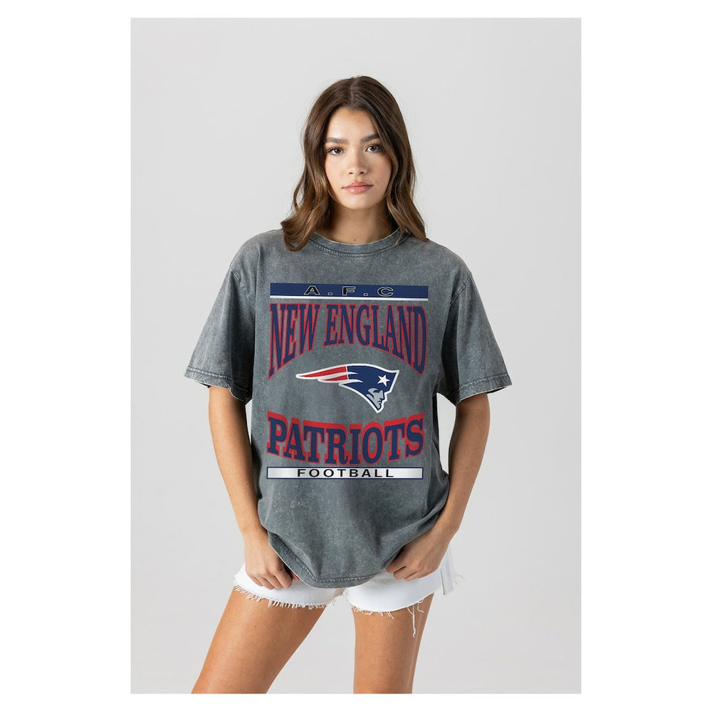 New England Patriots Gameday Couture Women's Oversized Classic Grind Washed T-Shirt - Gray discount