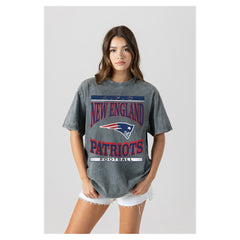 New England Patriots Gameday Couture Women's Oversized Classic Grind Washed T-Shirt - Gray discount