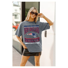 New England Patriots Gameday Couture Women's Oversized Classic Grind Washed T-Shirt - Gray discount