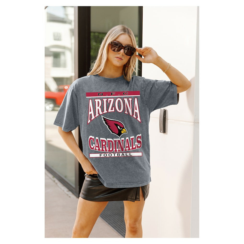 Arizona Cardinals Gameday Couture Women's Oversized Classic Grind Washed T-Shirt - Gray cheap
