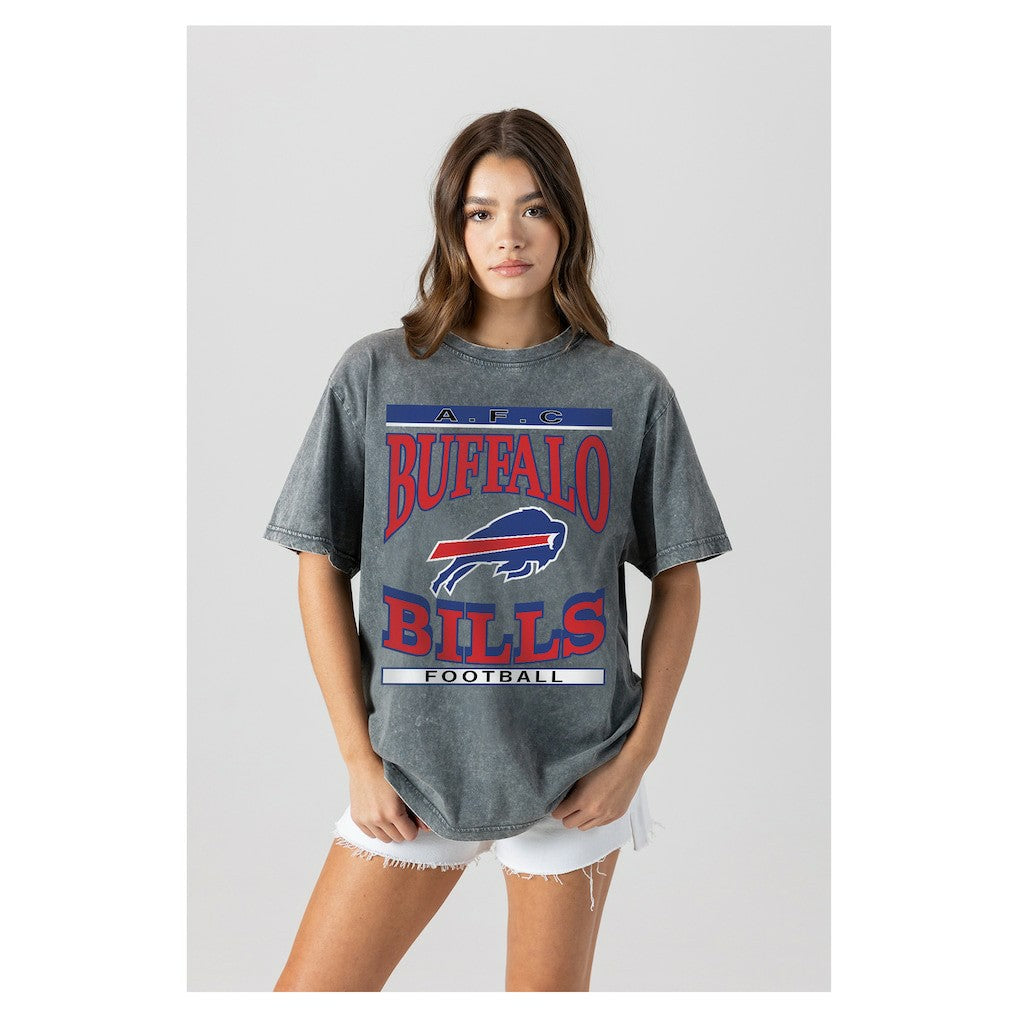 Buffalo Bills Gameday Couture Women's Oversized Classic Grind Washed T-Shirt - Gray online