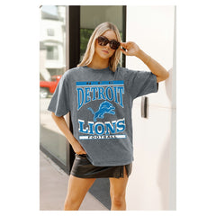 Detroit Lions Gameday Couture Women's Oversized Classic Grind Washed T-Shirt - Gray for sale