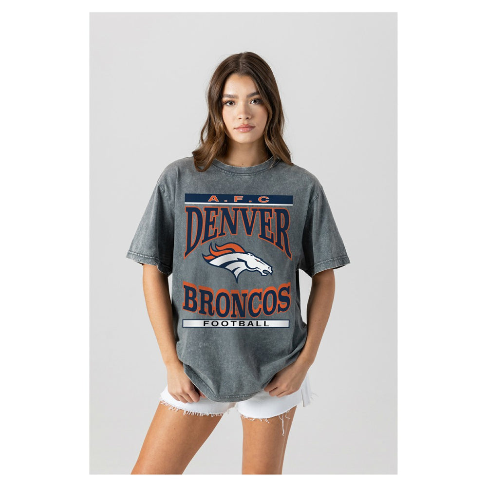 Denver Broncos Gameday Couture Women's Oversized Classic Grind Washed T-Shirt - Gray on sale