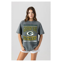 Green Bay Packers Gameday Couture Women's Oversized Classic Grind Washed T-Shirt - Gray on sale