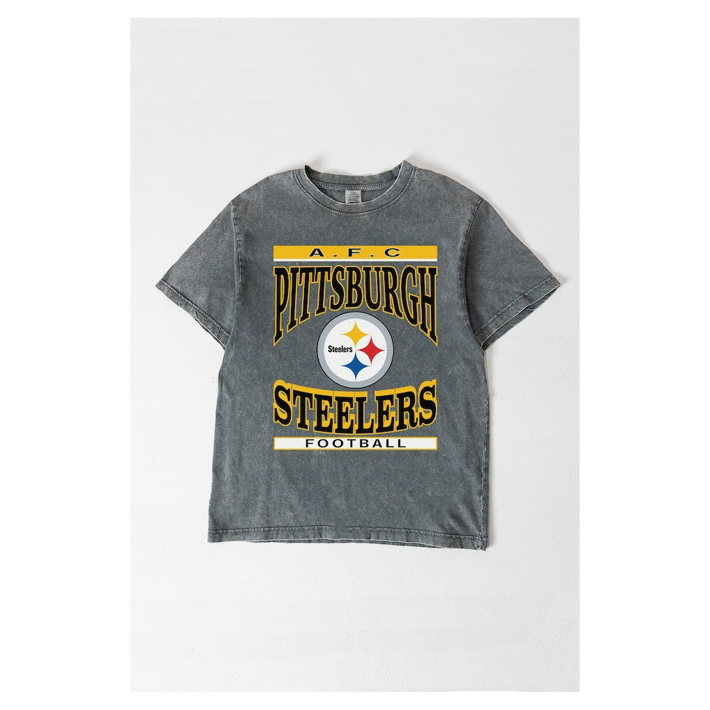 Pittsburgh Steelers Gameday Couture Women's Oversized Classic Grind Washed T-Shirt - Gray online