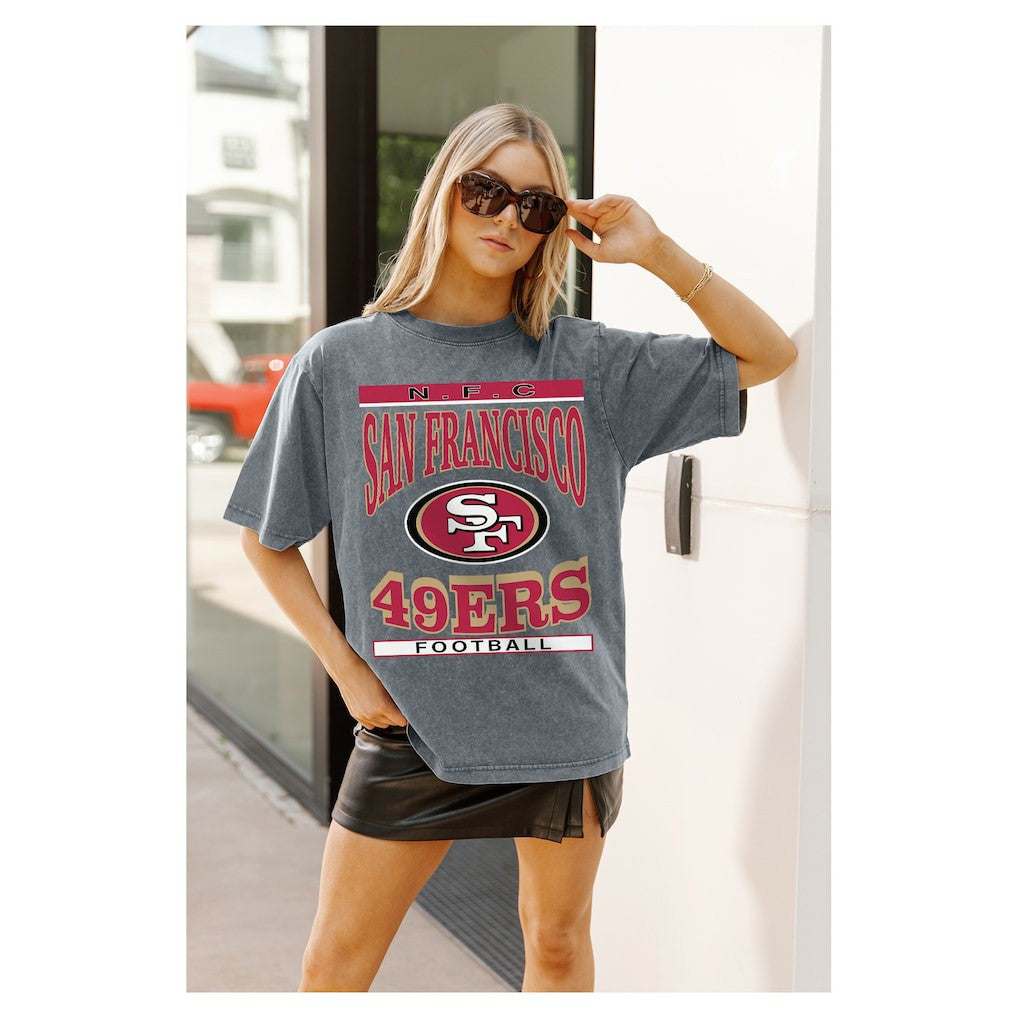 San Francisco 49ers Gameday Couture Women's Oversized Classic Grind Washed T-Shirt - Gray discount