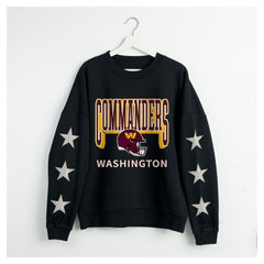 Washington Commanders Gameday Couture Women's Pure Victory Rhinestud Star-Sleeve Pullover Sweatshirt - Black outlet