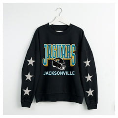 Jacksonville Jaguars Gameday Couture Women's Pure Victory Rhinestud Star-Sleeve Pullover Sweatshirt - Black outlet
