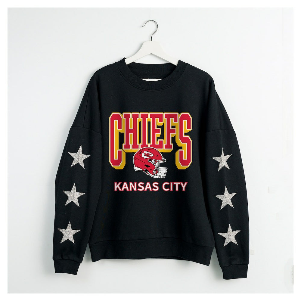 Kansas City Chiefs Gameday Couture Women's Pure Victory Rhinestud Star-Sleeve Pullover Sweatshirt - Black online