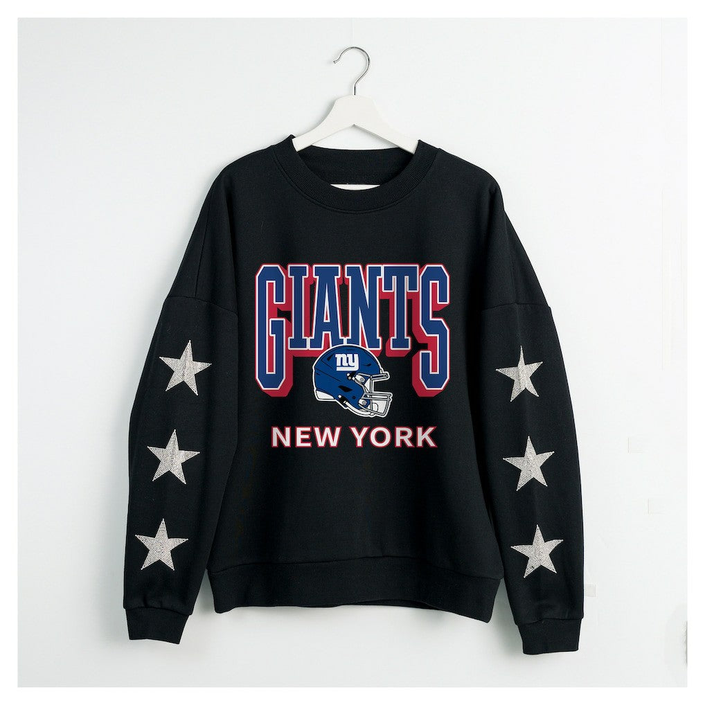 New York Giants Gameday Couture Women's Pure Victory Rhinestud Star-Sleeve Pullover Sweatshirt - Black online