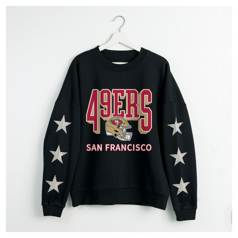 San Francisco 49ers Gameday Couture Women's Pure Victory Rhinestud Star-Sleeve Pullover Sweatshirt - Black discount
