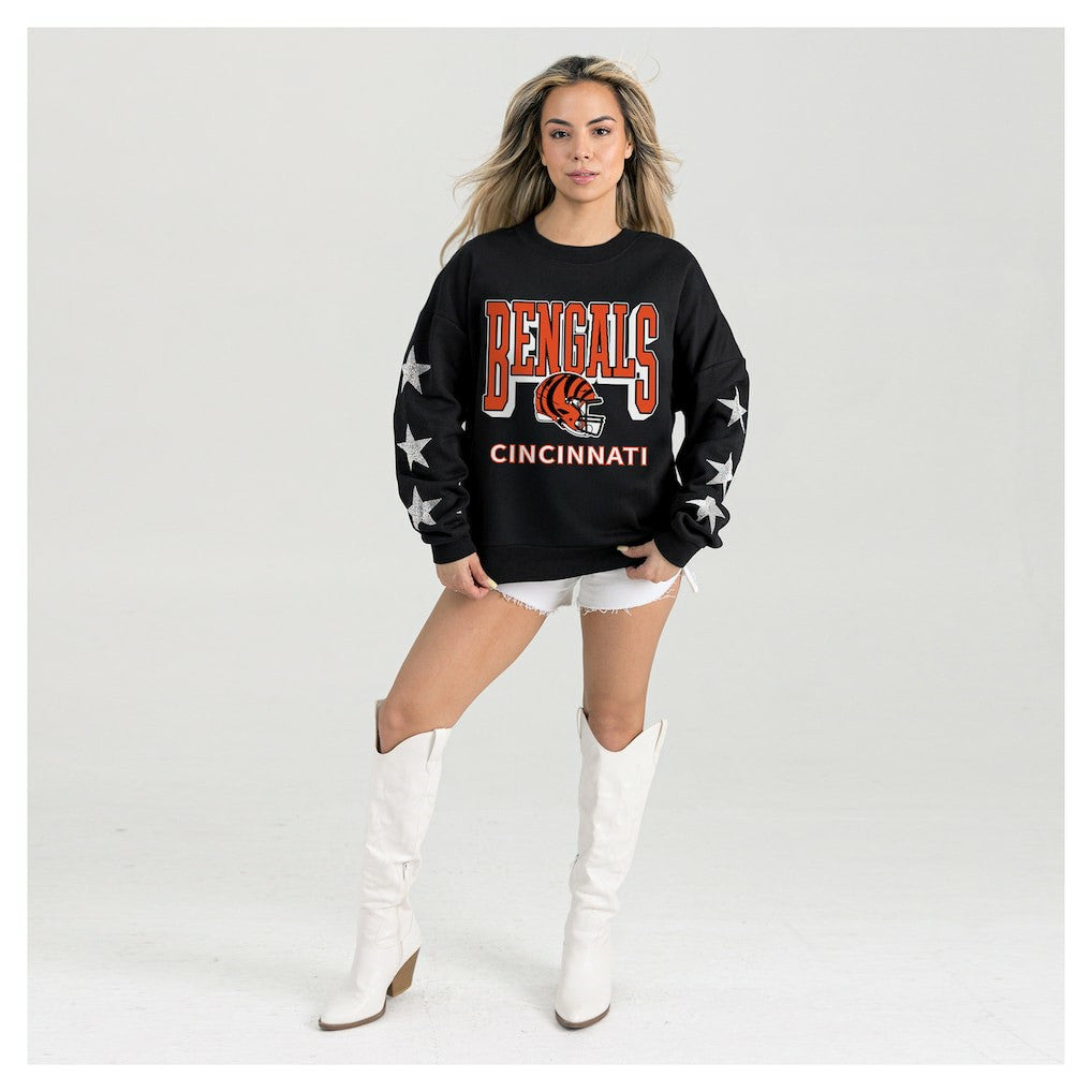 Cincinnati Bengals Gameday Couture Women's Pure Victory Rhinestud Star-Sleeve Pullover Sweatshirt - Black for sale