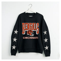 Cincinnati Bengals Gameday Couture Women's Pure Victory Rhinestud Star-Sleeve Pullover Sweatshirt - Black for sale