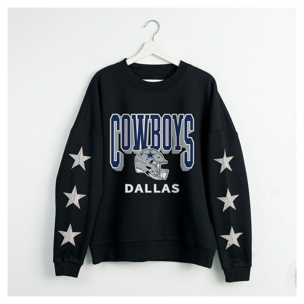 Dallas Cowboys Gameday Couture Women's Pure Victory Rhinestud Star-Sleeve Pullover Sweatshirt - Black cheap