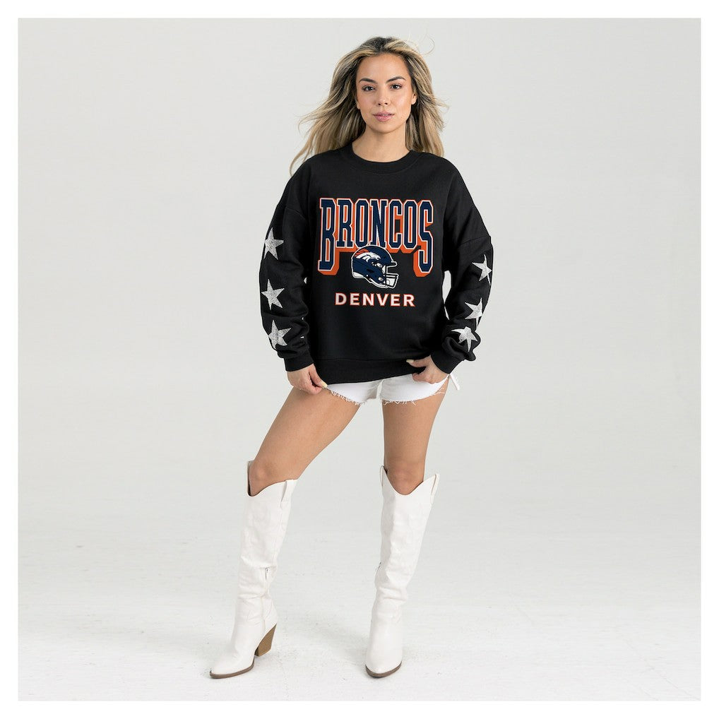 Denver Broncos Gameday Couture Women's Pure Victory Rhinestud Star-Sleeve Pullover Sweatshirt - Black outlet