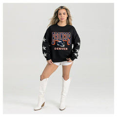 Denver Broncos Gameday Couture Women's Pure Victory Rhinestud Star-Sleeve Pullover Sweatshirt - Black outlet