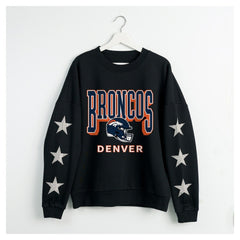 Denver Broncos Gameday Couture Women's Pure Victory Rhinestud Star-Sleeve Pullover Sweatshirt - Black outlet
