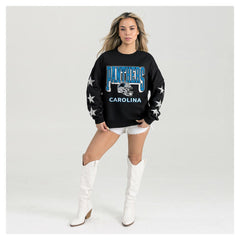 Carolina Panthers Gameday Couture Women's Pure Victory Rhinestud Star-Sleeve Pullover Sweatshirt - Black online