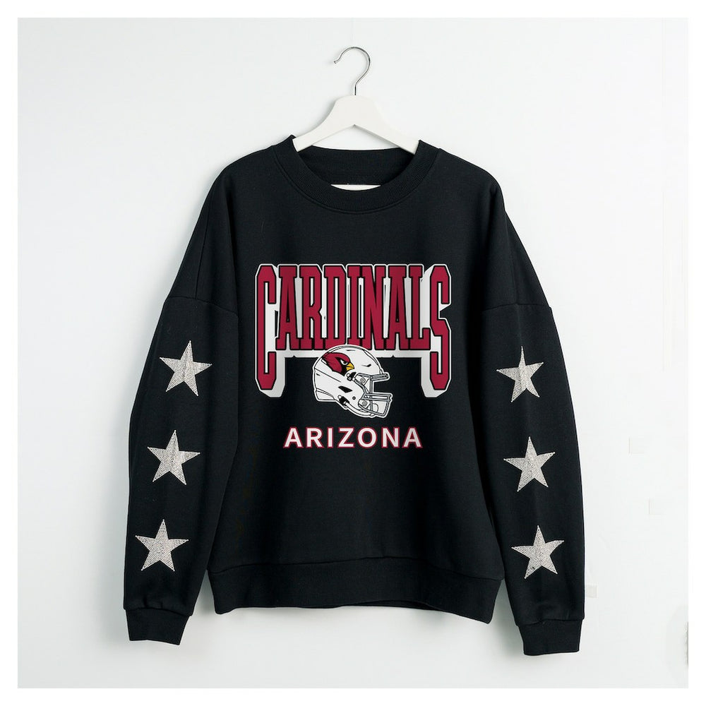 Arizona Cardinals Gameday Couture Women's Pure Victory Rhinestud Star-Sleeve Pullover Sweatshirt - Black on sale