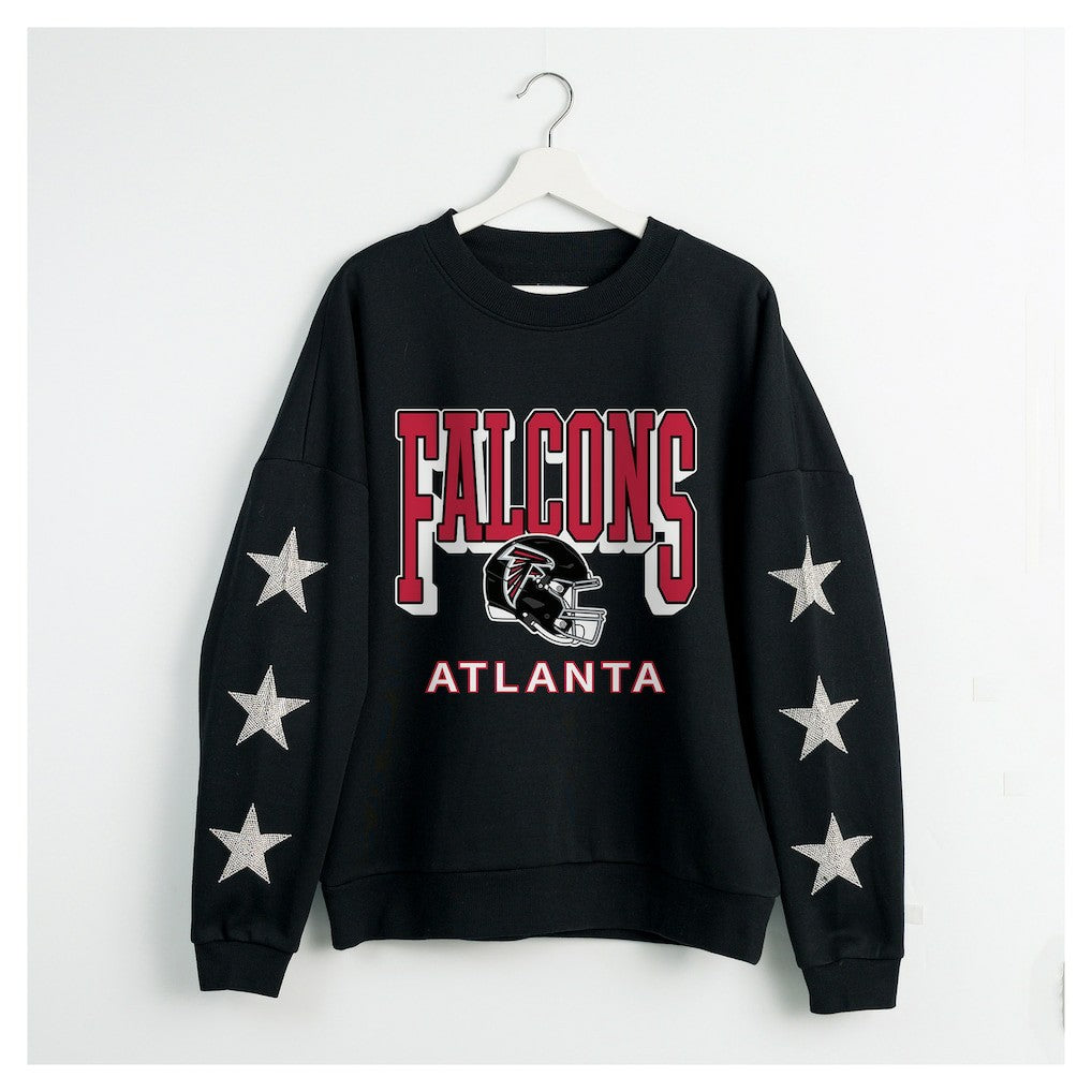 Atlanta Falcons Gameday Couture Women's Pure Victory Rhinestud Star-Sleeve Pullover Sweatshirt - Black outlet