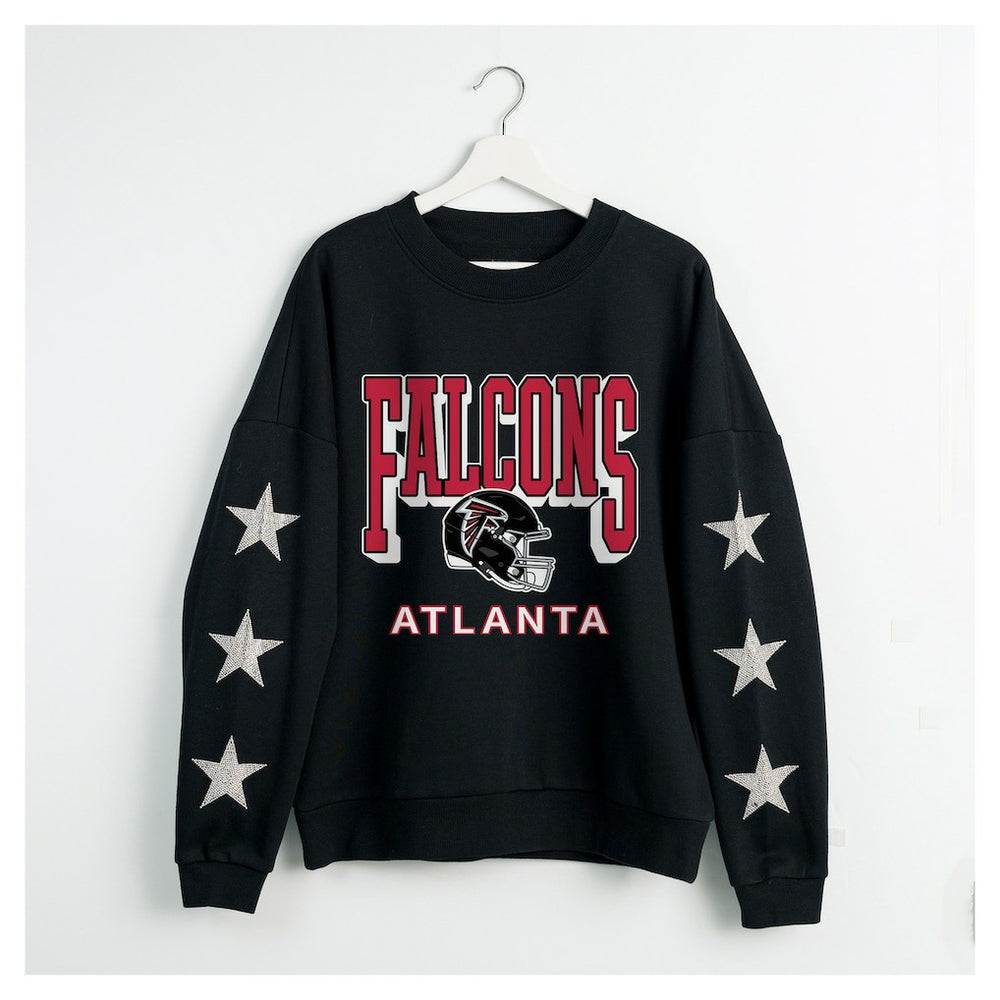 Atlanta Falcons Gameday Couture Women's Pure Victory Rhinestud Star-Sleeve Pullover Sweatshirt - Black outlet