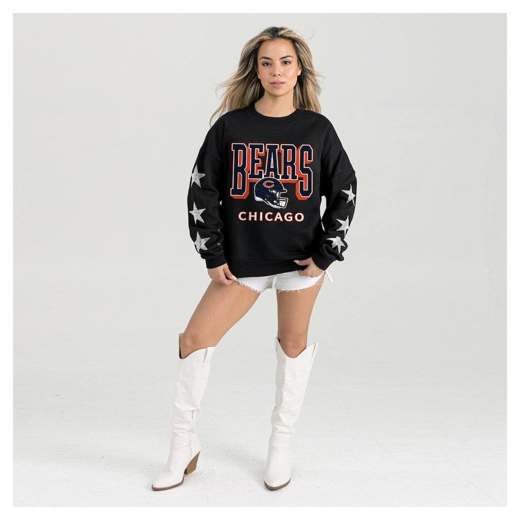 Chicago Bears Gameday Couture Women's Pure Victory Rhinestud Star-Sleeve Pullover Sweatshirt - Black on sale
