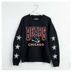 Chicago Bears Gameday Couture Women's Pure Victory Rhinestud Star-Sleeve Pullover Sweatshirt - Black on sale