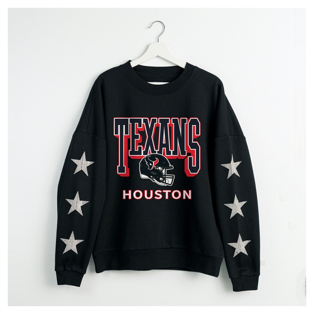 Houston Texans Gameday Couture Women's Pure Victory Rhinestud Star-Sleeve Pullover Sweatshirt - Black sale