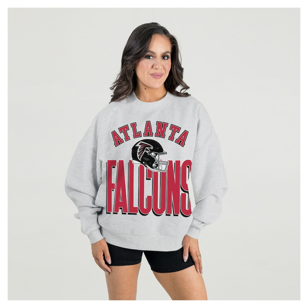 Atlanta Falcons Gameday Couture Women's Fierce Focus Premium Oversized Fleece Pullover Sweatshirt - Ash for sale