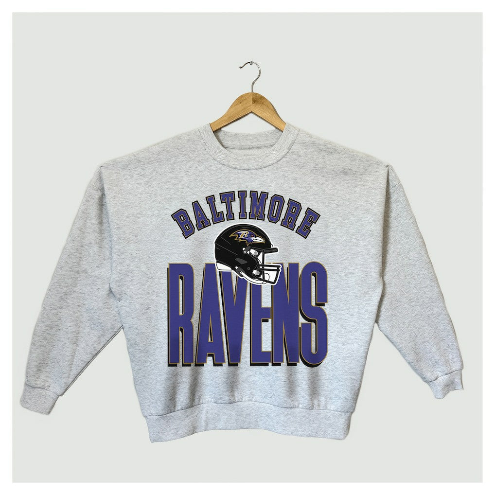 Baltimore Ravens Gameday Couture Women's Fierce Focus Premium Oversized Fleece Pullover Sweatshirt - Ash for sale