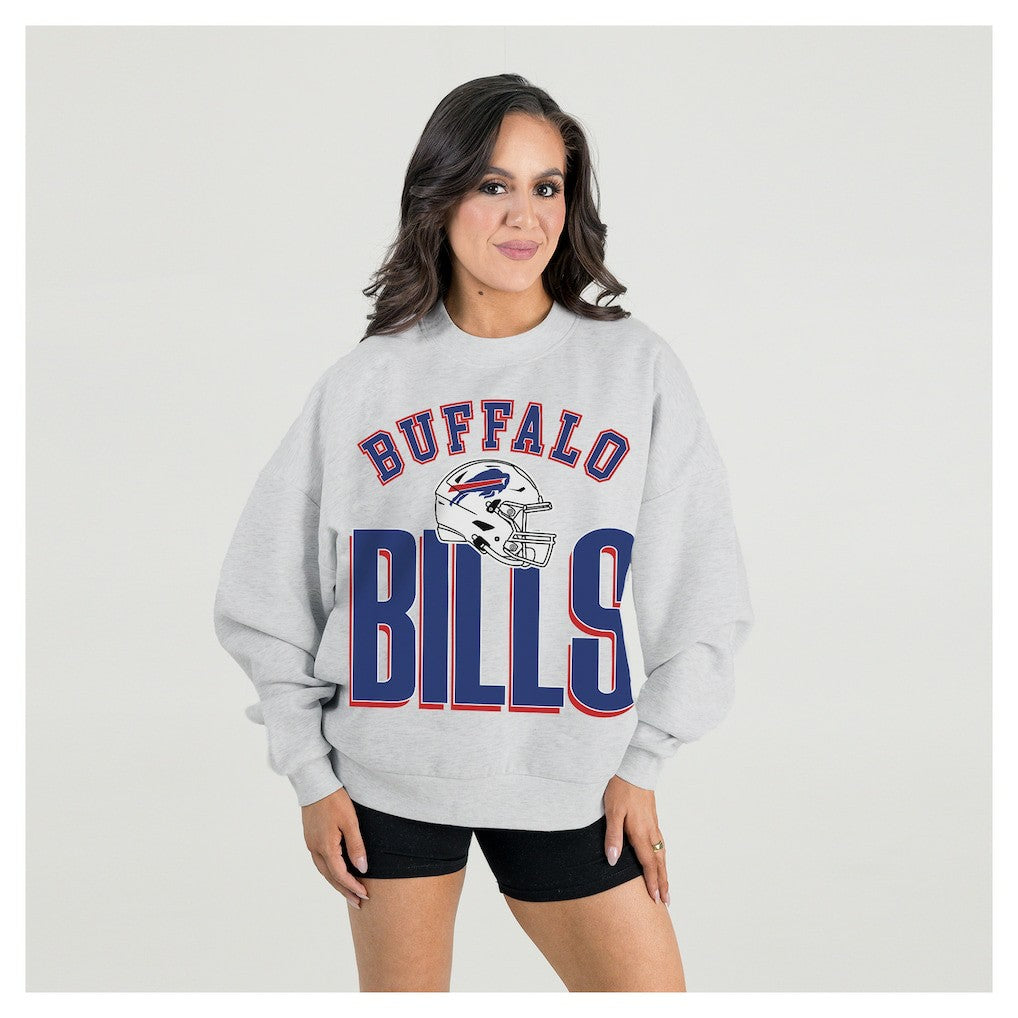Buffalo Bills Gameday Couture Women's Fierce Focus Premium Oversized Fleece Pullover Sweatshirt - Ash cheap