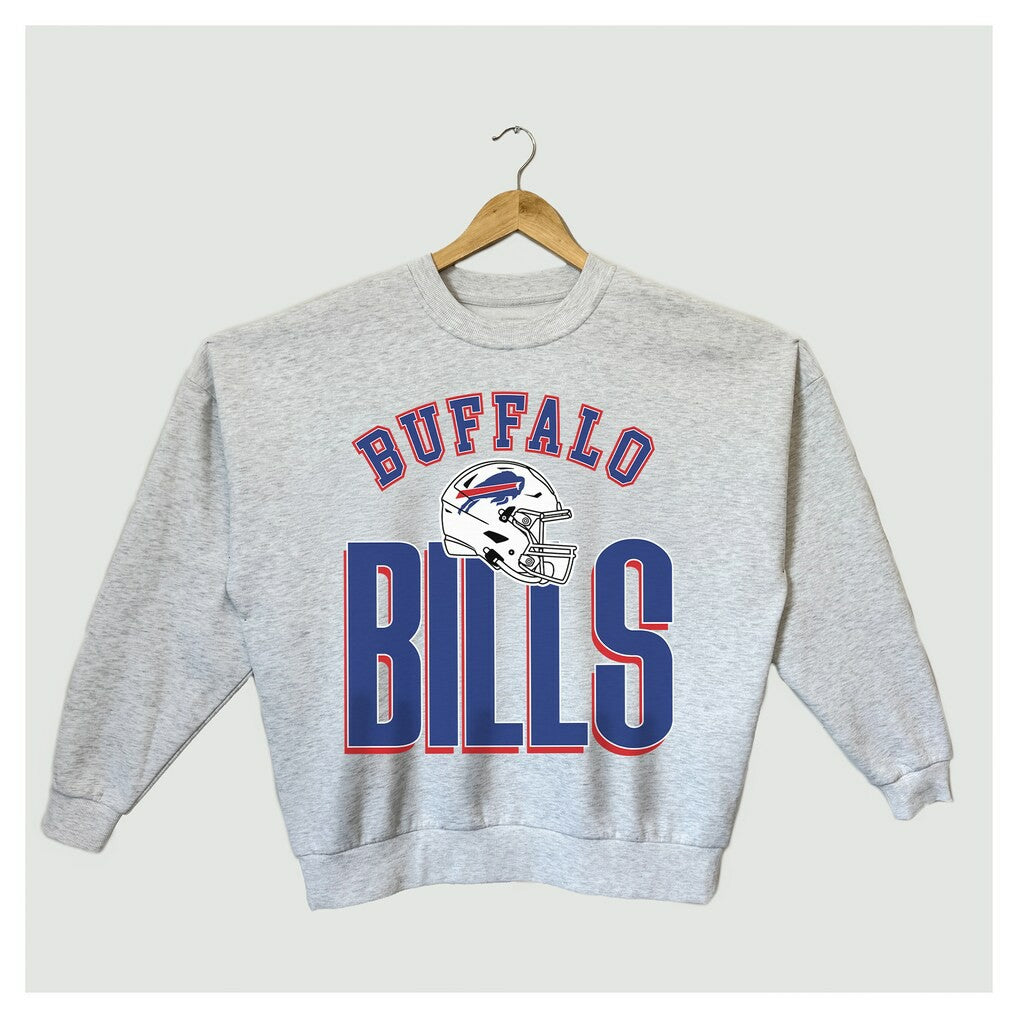 Buffalo Bills Gameday Couture Women's Fierce Focus Premium Oversized Fleece Pullover Sweatshirt - Ash cheap