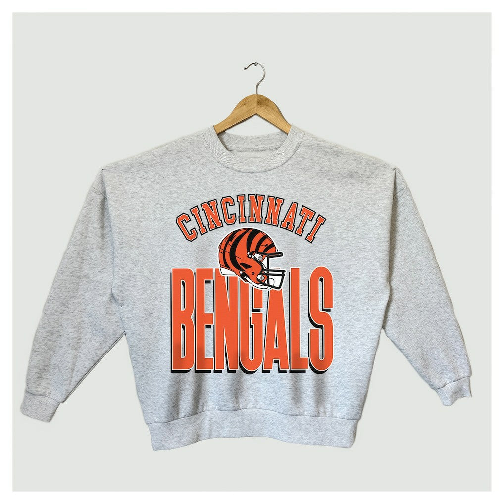 Cincinnati Bengals Gameday Couture Women's Fierce Focus Premium Oversized Fleece Pullover Sweatshirt - Ash for sale