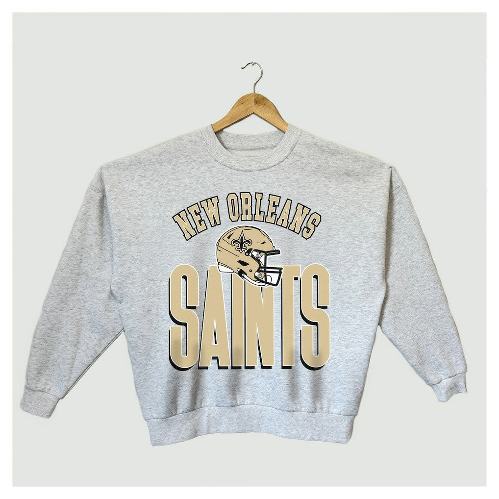 New Orleans Saints Gameday Couture Women's Fierce Focus Premium Oversized Fleece Pullover Sweatshirt - Ash on sale