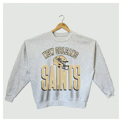 New Orleans Saints Gameday Couture Women's Fierce Focus Premium Oversized Fleece Pullover Sweatshirt - Ash on sale