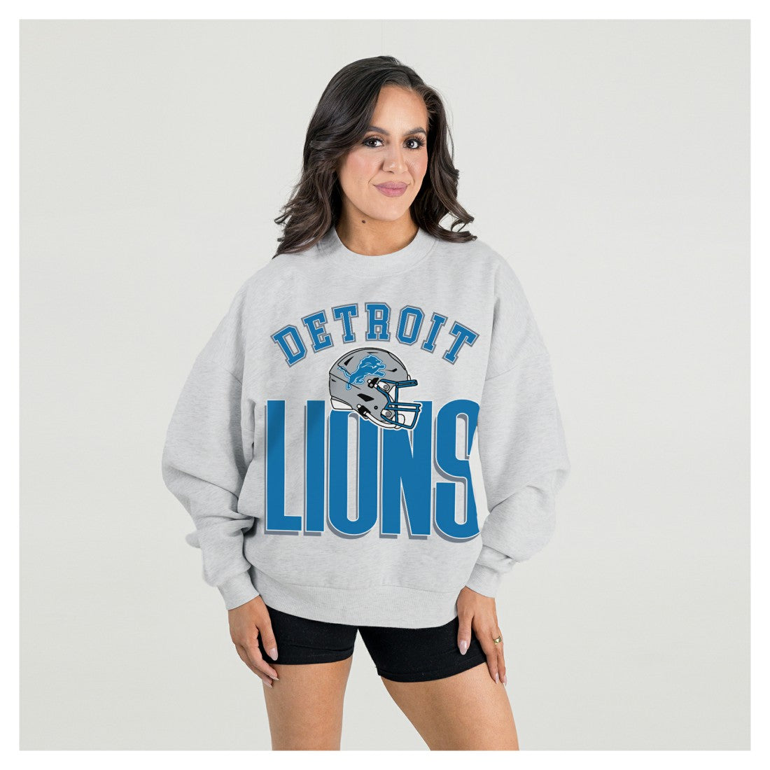 Detroit Lions Gameday Couture Women's Fierce Focus Premium Oversized Fleece Pullover Sweatshirt - Ash discount