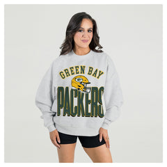 Green Bay Packers Gameday Couture Women's Fierce Focus Premium Oversized Fleece Pullover Sweatshirt - Ash sale