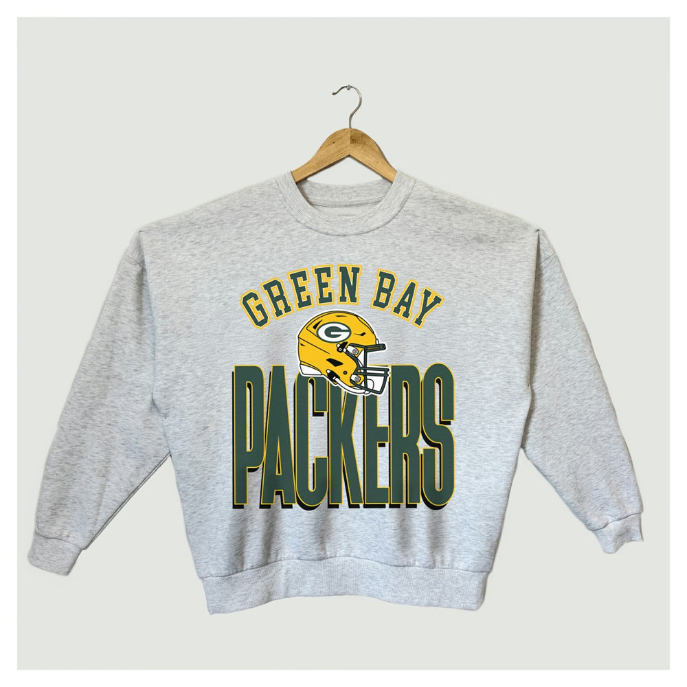 Green Bay Packers Gameday Couture Women's Fierce Focus Premium Oversized Fleece Pullover Sweatshirt - Ash sale