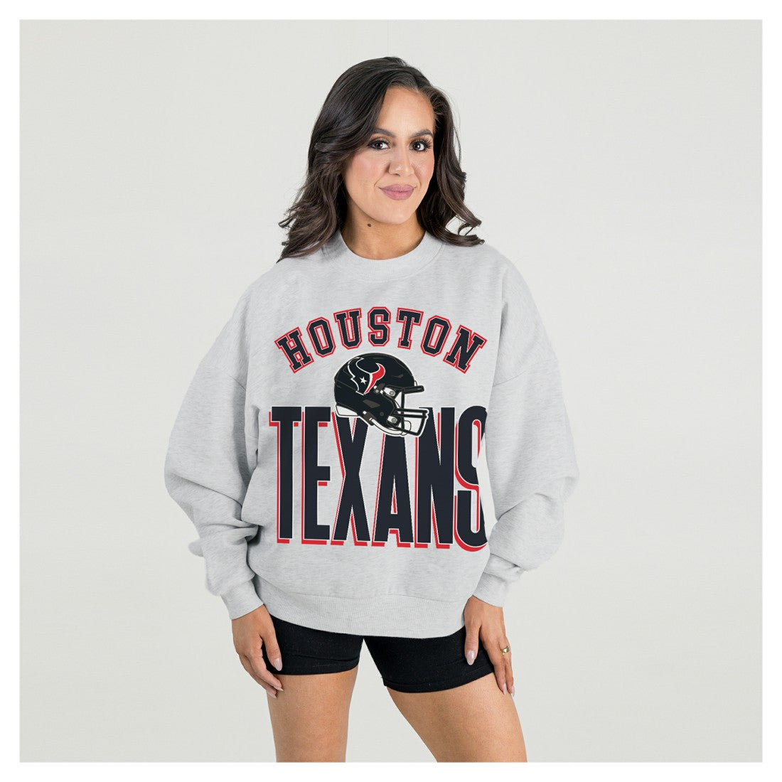 Houston Texans Gameday Couture Women's Fierce Focus Premium Oversized Fleece Pullover Sweatshirt - Ash sale