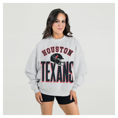 Houston Texans Gameday Couture Women's Fierce Focus Premium Oversized Fleece Pullover Sweatshirt - Ash sale