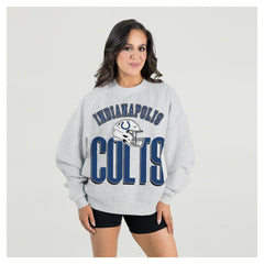 Indianapolis Colts Gameday Couture Women's Fierce Focus Premium Oversized Fleece Pullover Sweatshirt - Ash on sale