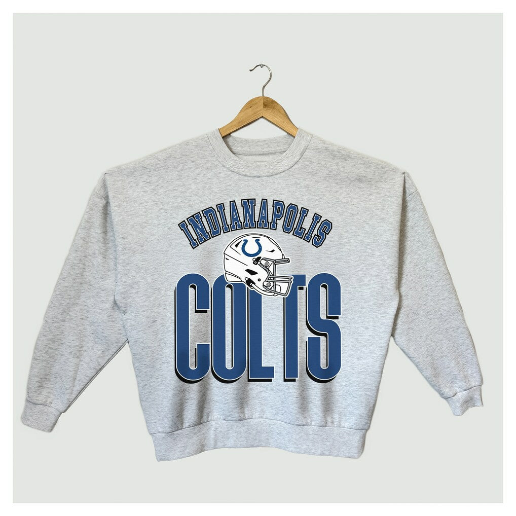 Indianapolis Colts Gameday Couture Women's Fierce Focus Premium Oversized Fleece Pullover Sweatshirt - Ash on sale