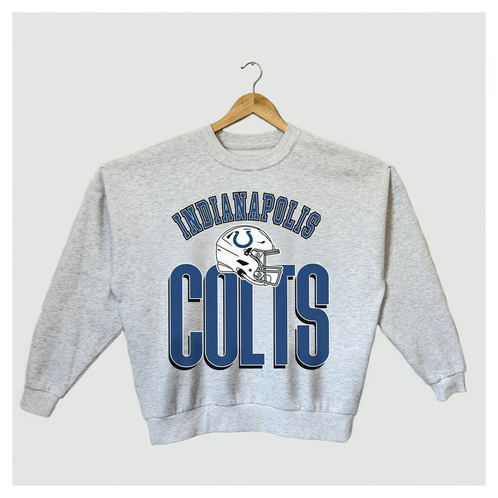 Indianapolis Colts Gameday Couture Women's Fierce Focus Premium Oversized Fleece Pullover Sweatshirt - Ash on sale
