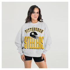 Pittsburgh Steelers Gameday Couture Women's Fierce Focus Premium Oversized Fleece Pullover Sweatshirt - Ash cheap