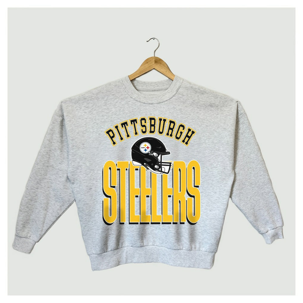 Pittsburgh Steelers Gameday Couture Women's Fierce Focus Premium Oversized Fleece Pullover Sweatshirt - Ash cheap