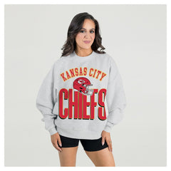 Kansas City Chiefs Gameday Couture Women's Fierce Focus Premium Oversized Fleece Pullover Sweatshirt - Ash on sale