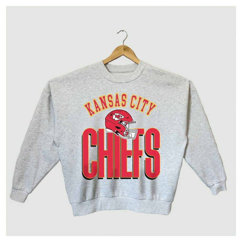 Kansas City Chiefs Gameday Couture Women's Fierce Focus Premium Oversized Fleece Pullover Sweatshirt - Ash on sale