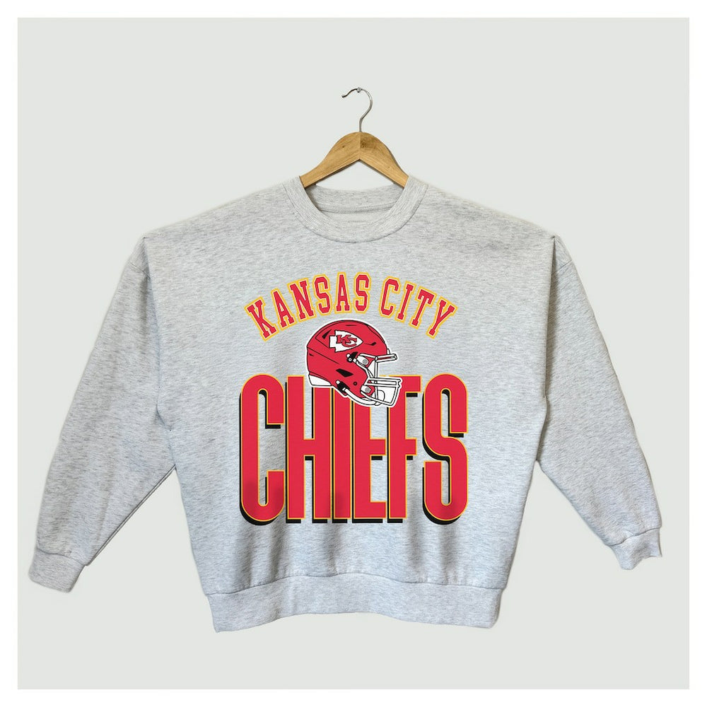 Kansas City Chiefs Gameday Couture Women's Fierce Focus Premium Oversized Fleece Pullover Sweatshirt - Ash on sale