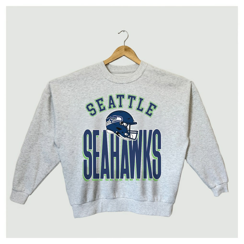 Seattle Seahawks Gameday Couture Women's Fierce Focus Premium Oversized Fleece Pullover Sweatshirt - Ash online