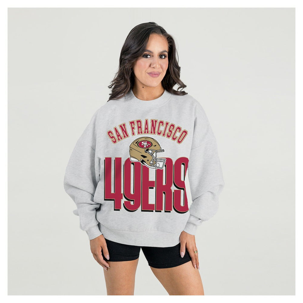 San Francisco 49ers Gameday Couture Women's Fierce Focus Premium Oversized Fleece Pullover Sweatshirt - Ash cheap